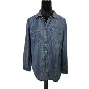 Talbots Women's Lightweight Long Sleeve Denim Button Up 100% Lyocell Size M